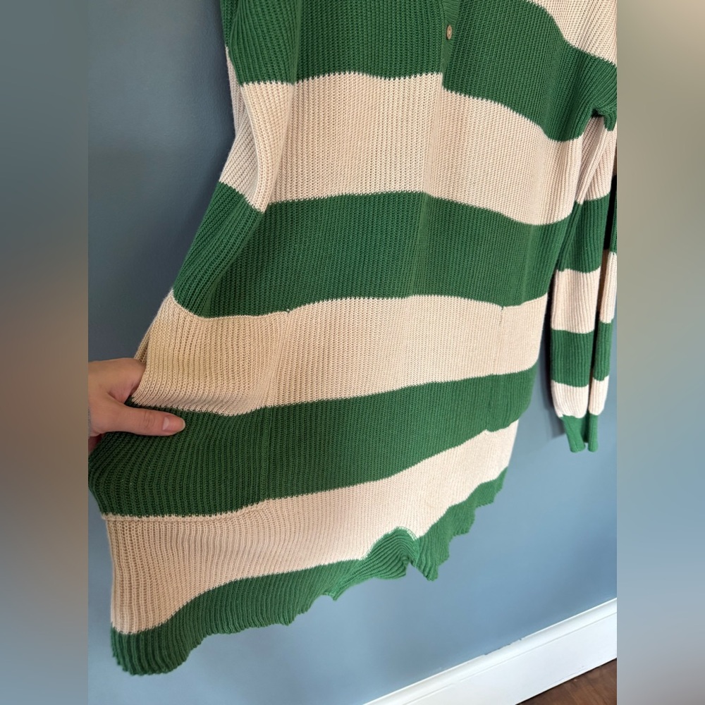 Free People FP Beach Picnic Striped Sweater Romper Kelly Green Combo Sz medium - Picture 9 of 12